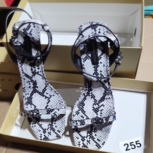 Michael Kors Black and White Snake Print Heels